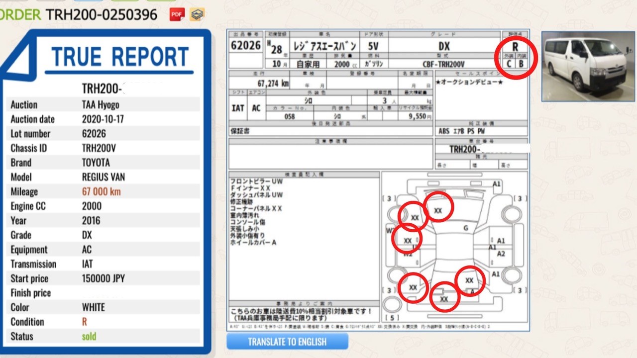Auction Report of Toyota Hiace
